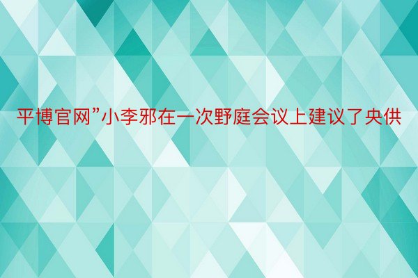 平博官网”小李邪在一次野庭会议上建议了央供